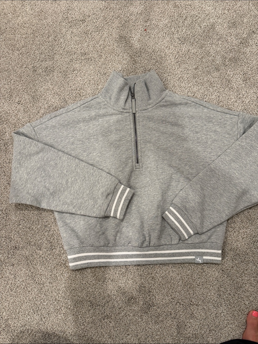 JoyLab Grey Half-Zip Pullover with Stripe Trim